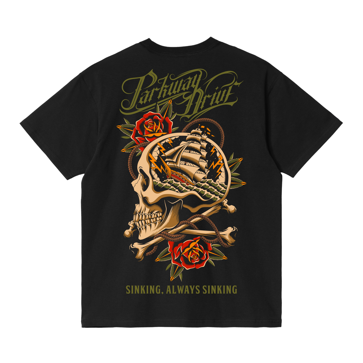 Sinking Skull & Roses T-Shirt