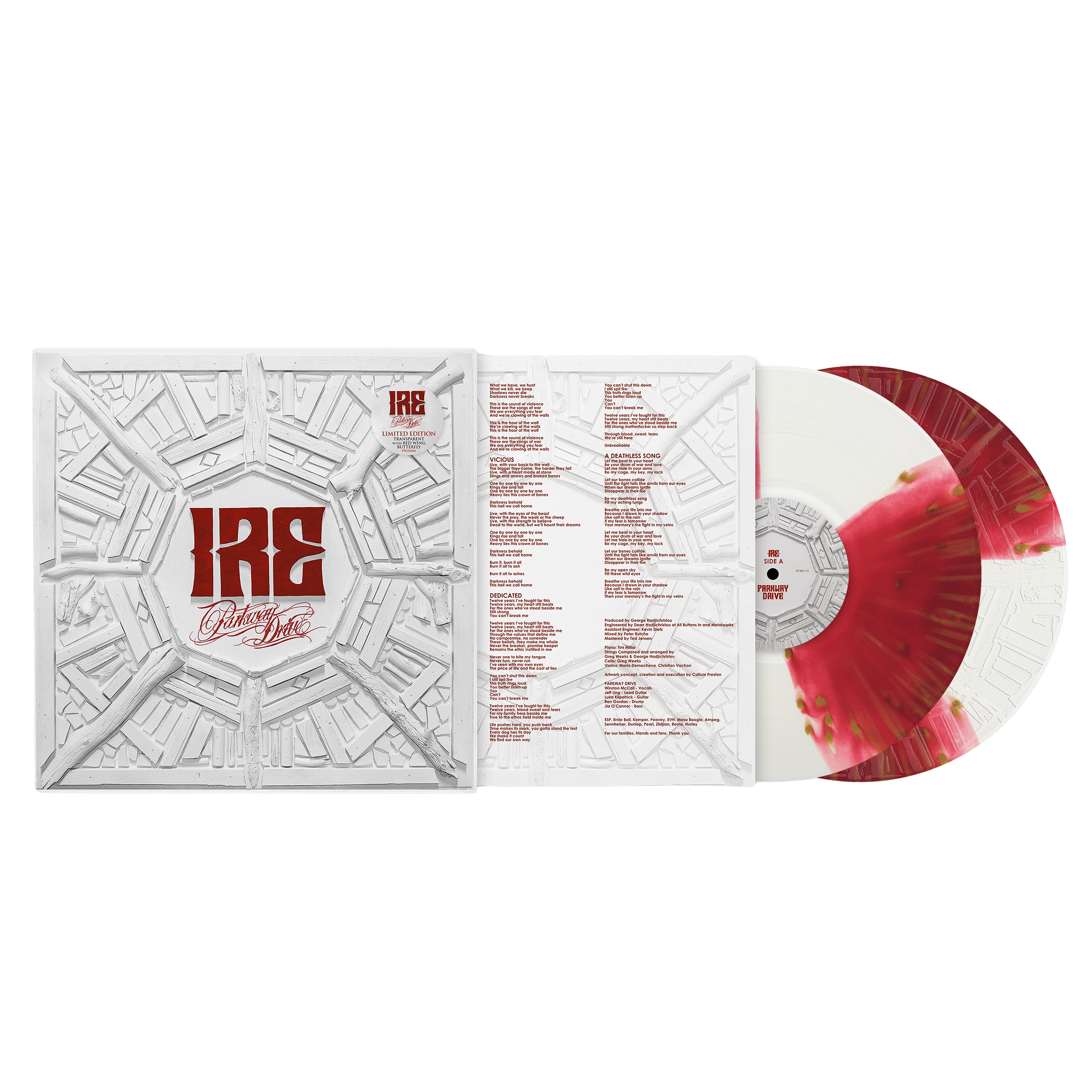 IRE -  Transparent w/ Red Wing Butterfly LP